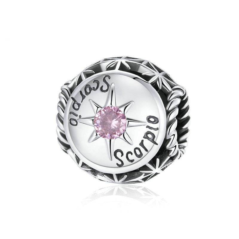 Scorpio zodiac charm with pink zircon