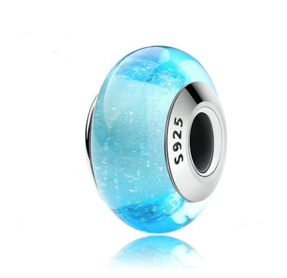 Light blue glass bubble charm with silver core