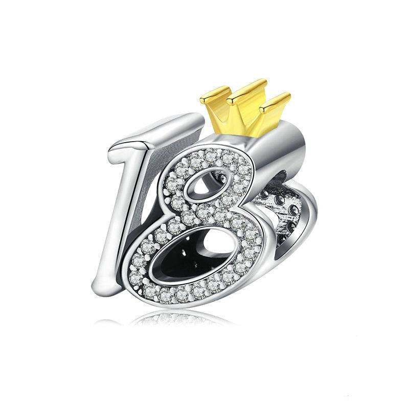 18th birthday charm with crown detail