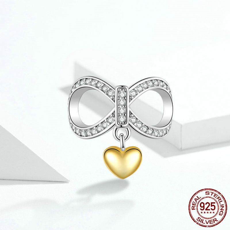 Elegant Heart Infinity Charm in sterling silver