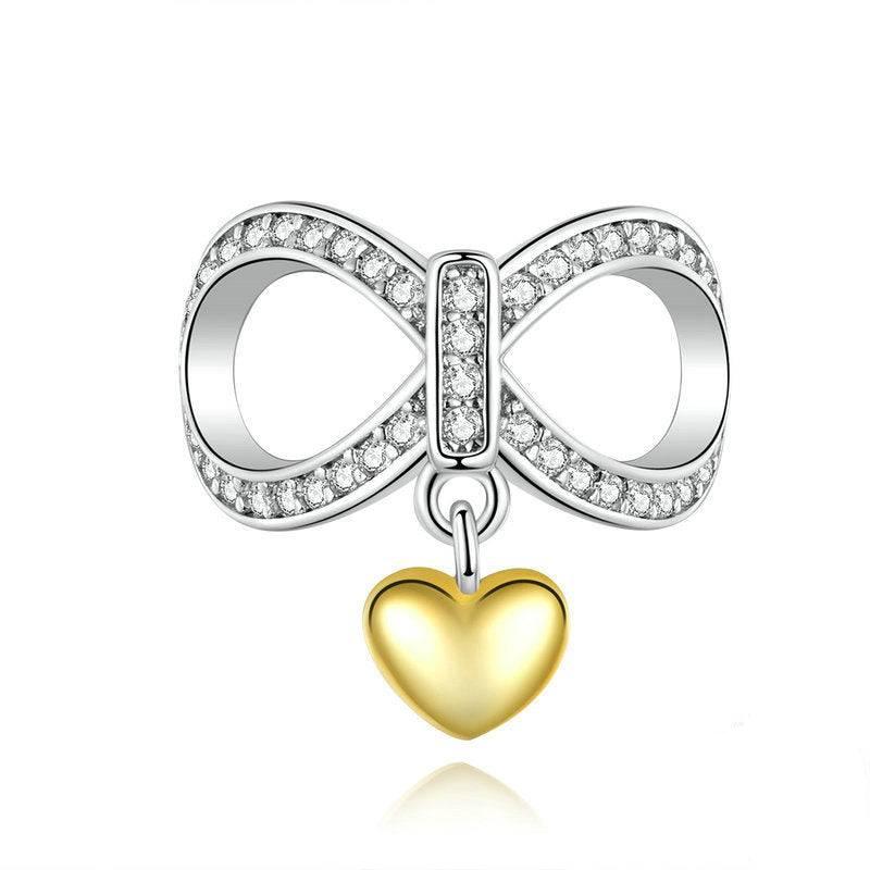 Heart Infinity Charm with gold heart pendant