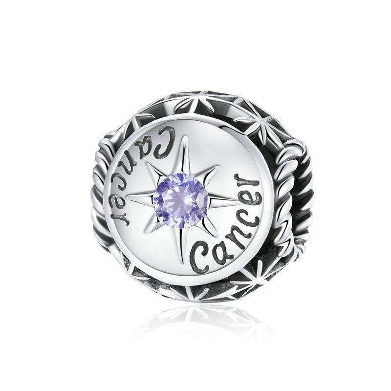 Cancer zodiac charm with purple zircon