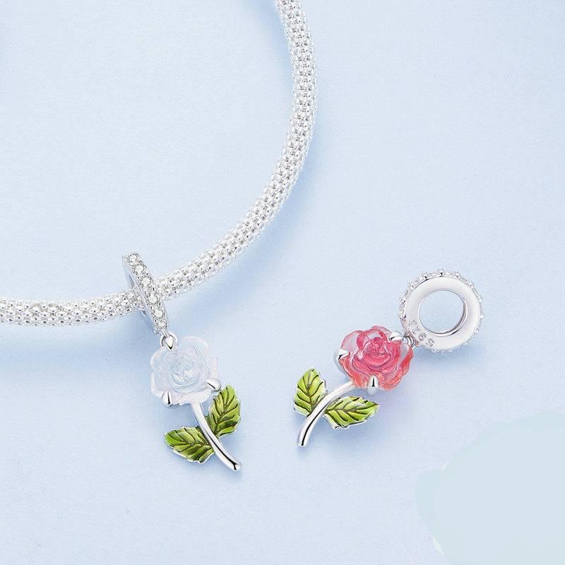 Bracelet with color-changing rose charms