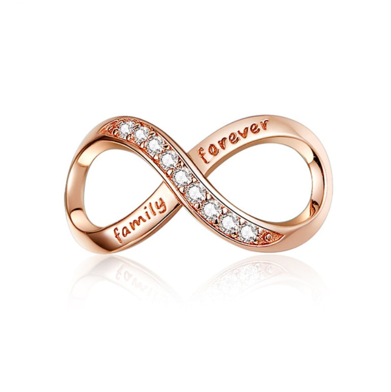 Rose gold Family Infinity Charm with crystals