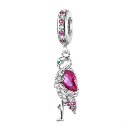 Cute flamingo charm with pink gemstones