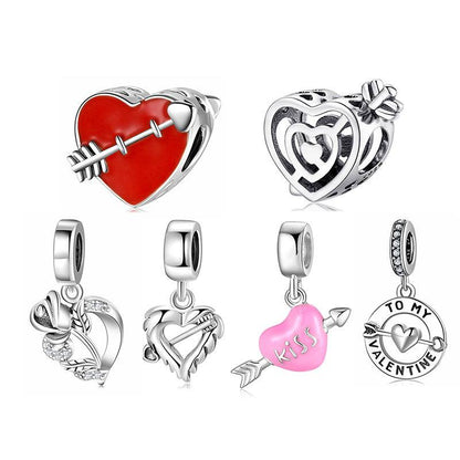 Set of romantic cupid arrow charms for bracelets