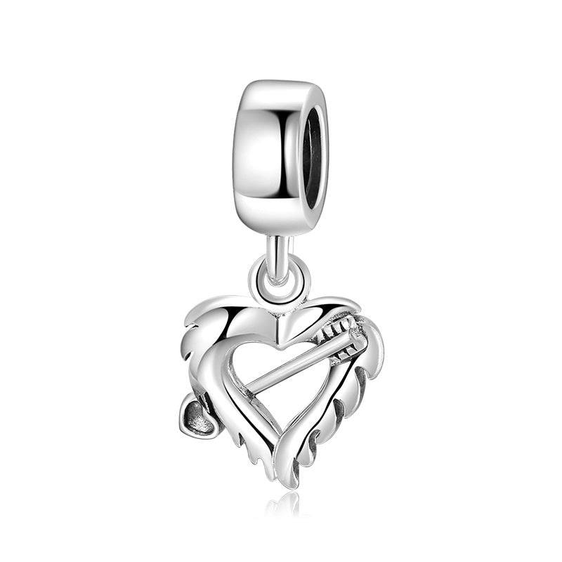 Heart charm with arrow and leaf design