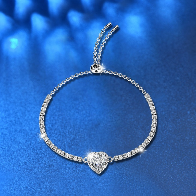 Silver Moissanite Heart Bracelet