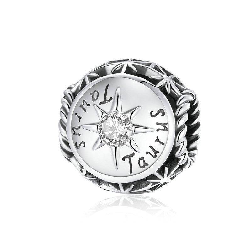 Taurus zodiac charm with clear zircon