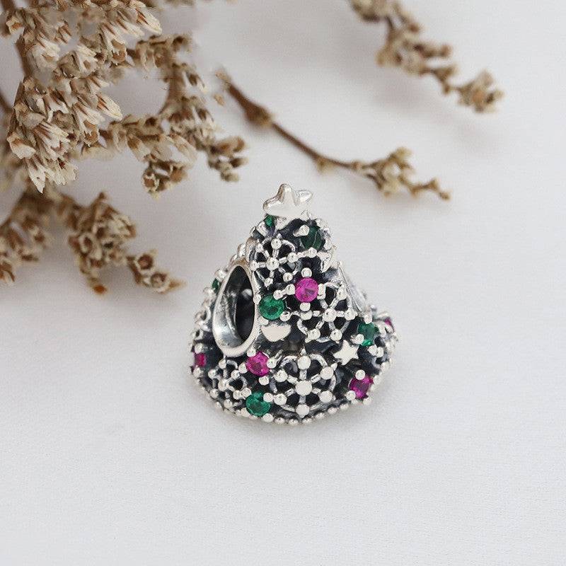 Festive colourful Christmas tree charm with star top