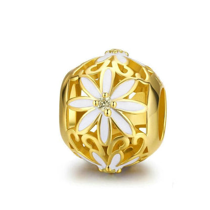 Gold Daisy Charm with intricate floral design