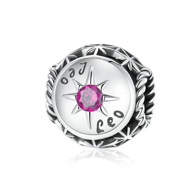 Leo zodiac charm with pink zircon