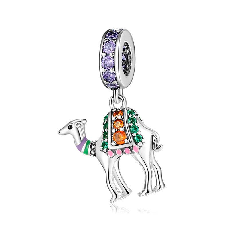 Vibrant camel charm with multicolored stones for bracelets