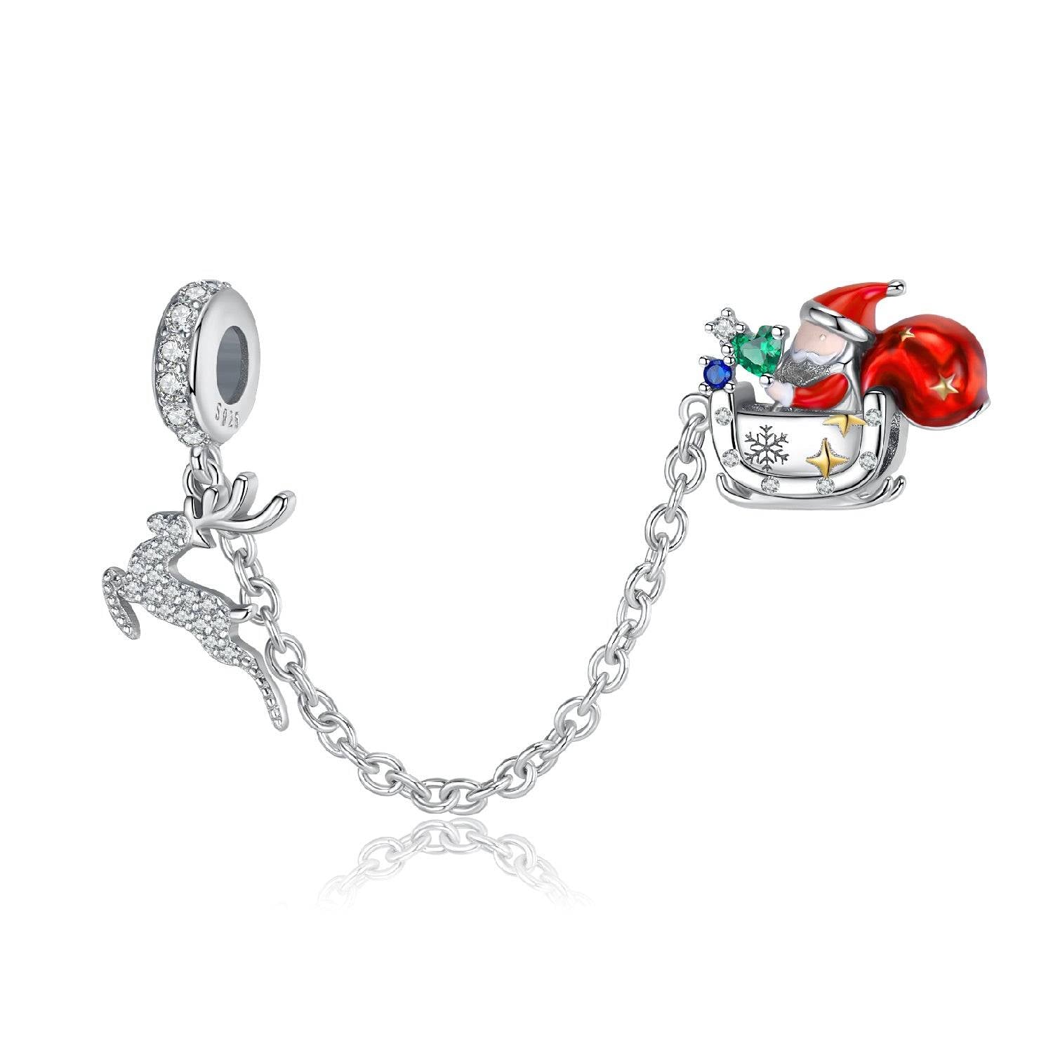 Festive Elk & Santa Claus safety chain charm