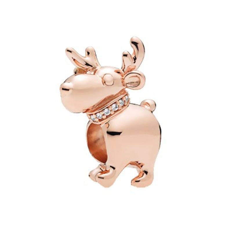 Rose gold reindeer charm with crystal collar