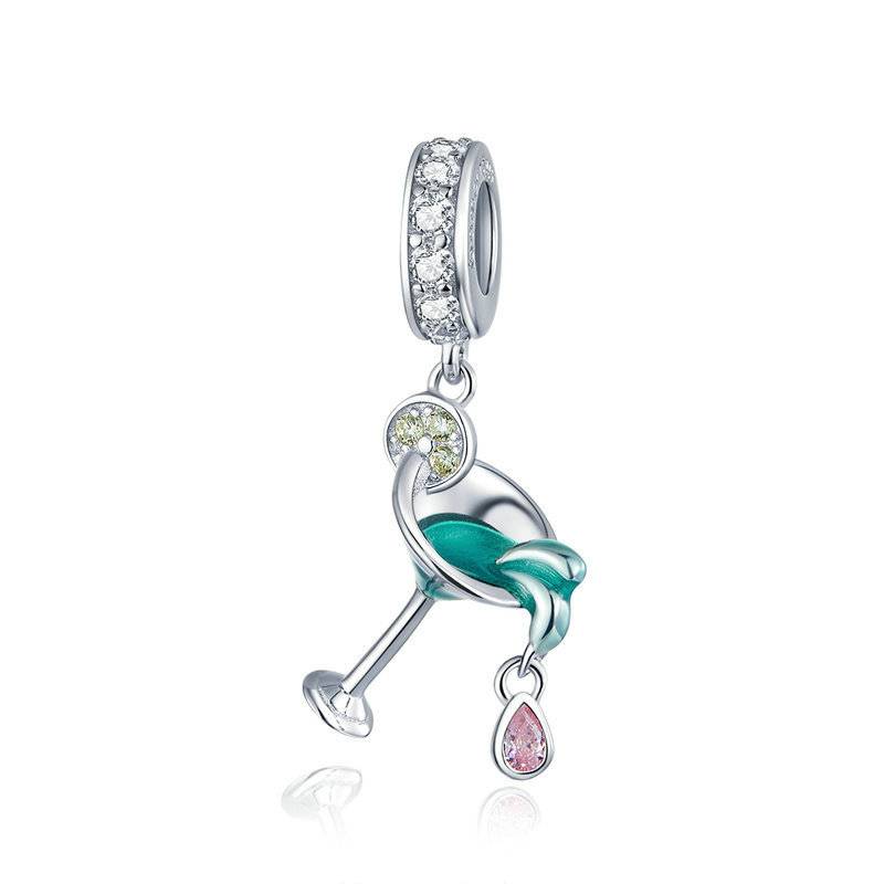 Elegant cocktail glass charm with sparkling accents