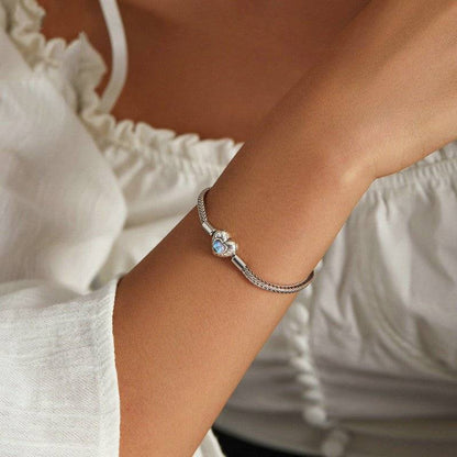 Heart Moonstone Inlaid Sterling Silver BraceletBracelet