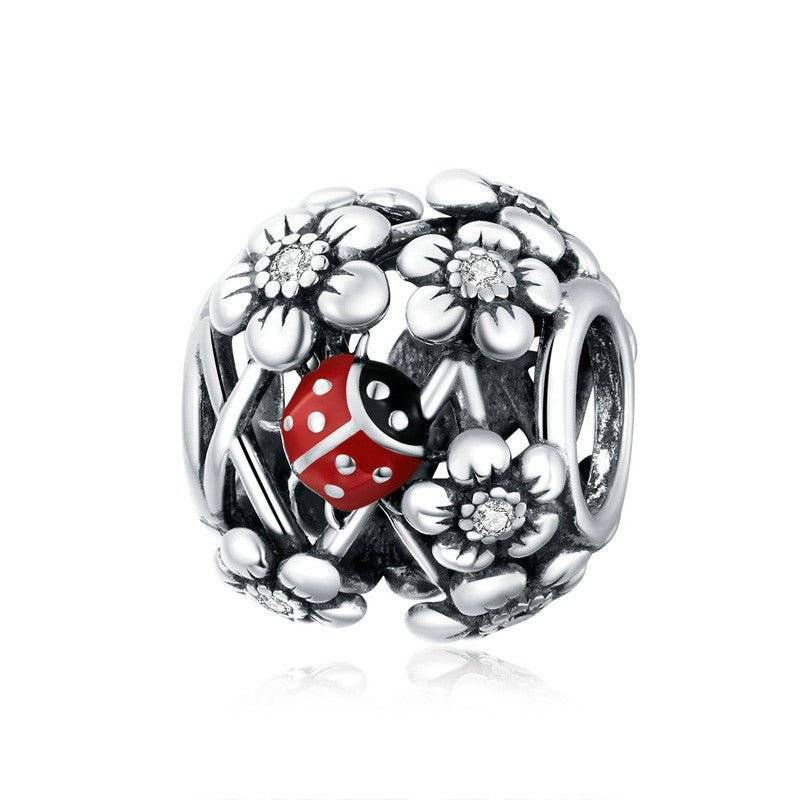 Ladybird Lucky Charm with floral design